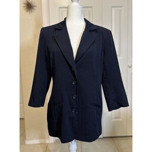 Courtenay Stretch Women's Classic Black Button Down Blazer - Size 12‎  Old Money